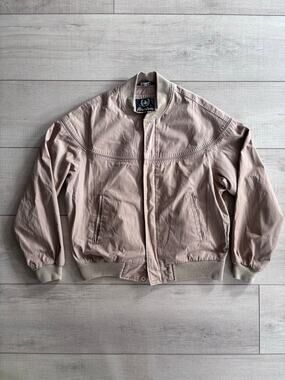 Vintage Aberdeen Beige Bomber Jacket Full Zip Lightweight Casual Minimalist 90s